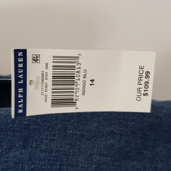 NWT Polo by Ralph Lauren Casual 100% Cotton Denim Dress Grommet Lace Detail - Picture 5 of 9